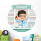 Apothecary behind the Counter at Pharmacy Round Banner Wall Decal