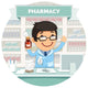 Apothecary Behind The Counter At Pharmacy Round Banner Wall Decal