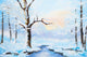 Oil Painting Winter Landscape, Frozen River In The Forest, Color Wall Decal