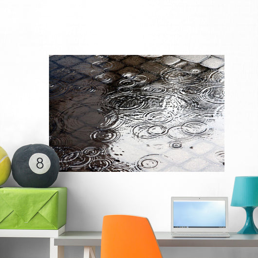 Rain in the city Wall Mural
