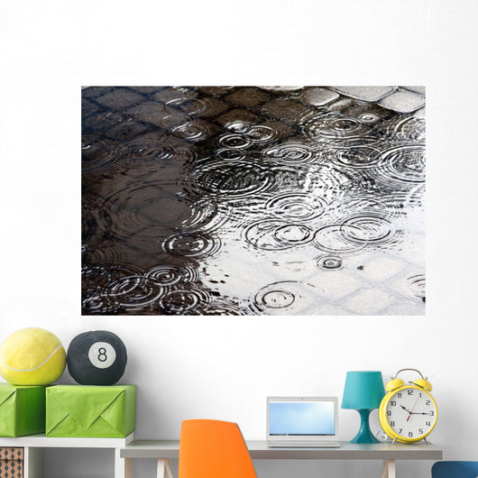 Rain in the city Wall Mural
