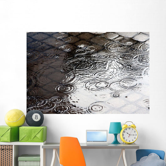 Rain in the city Wall Mural