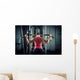 Sports background. Muscular fit woman exercising. Wall Mural