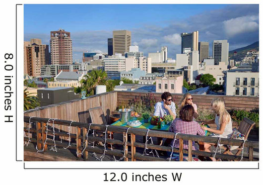 Friends party gathering on rooftop Wall Mural