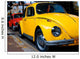 A Vintage Red and Yellow  Volkswagen Beetle Parked Wall Mural