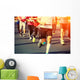 marathon runner legs running on city street Wall Mural