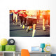 marathon runner legs running on city street Wall Mural