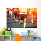 marathon runner legs running on city street Wall Mural