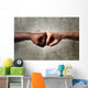 black African American ethnic fist vs white Caucasian Wall Mural