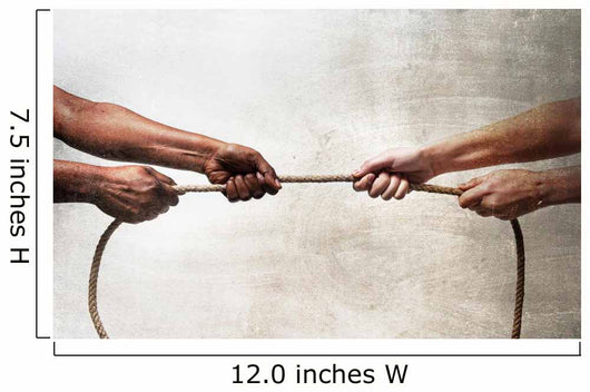 black ethnicity hands pulling rope against white Caucasian race Wall Mural