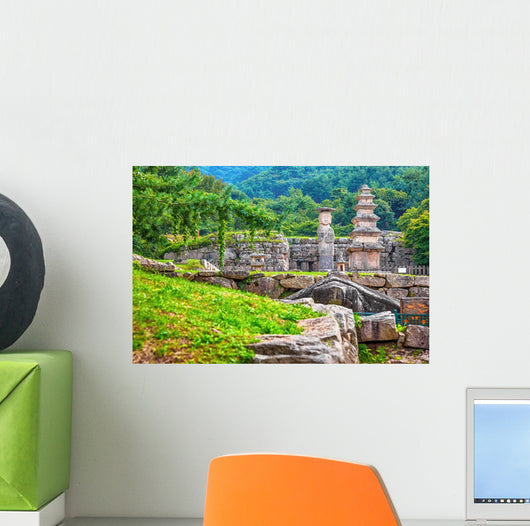 Big Buddha statue with stone monument in Korea Wall Mural