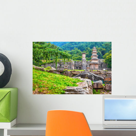 Big Buddha statue with stone monument in Korea Wall Mural