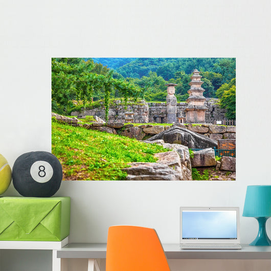 Big Buddha statue with stone monument in Korea Wall Mural