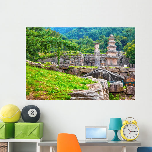 Big Buddha statue with stone monument in Korea Wall Mural