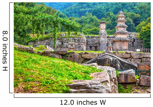 Big Buddha statue with stone monument in Korea Wall Mural