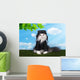 cat in a suit against the sky pilot Wall Mural