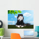 cat in a suit against the sky pilot Wall Mural