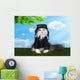 cat in a suit against the sky pilot Wall Mural