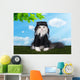 cat in a suit against the sky pilot Wall Mural