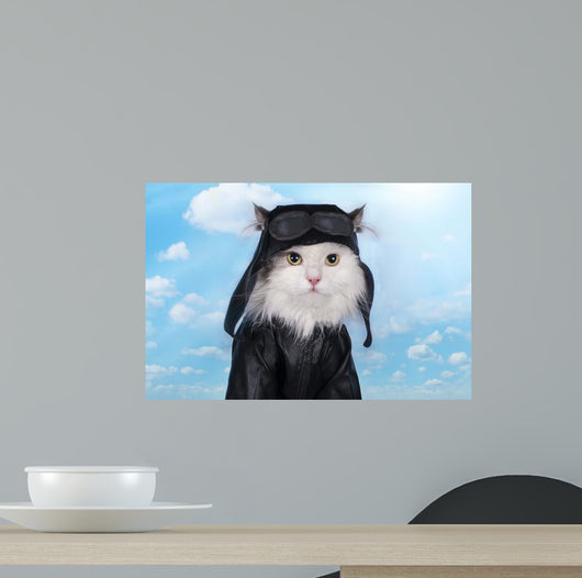 Cat In A Suit Against The Sky Pilot Wall Decal