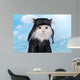 cat in a suit against the sky pilot Wall Mural