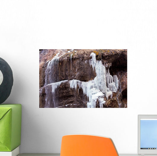 Frozen Chegem waterfalls in winter. Russia Wall Mural