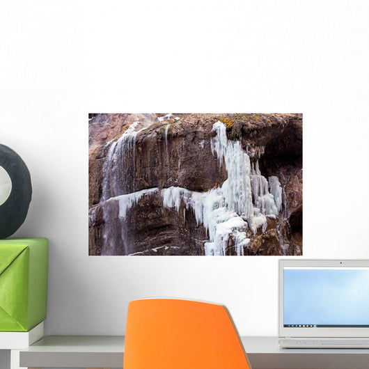 Frozen Chegem waterfalls in winter. Russia Wall Mural