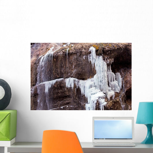 Frozen Chegem waterfalls in winter. Russia Wall Mural