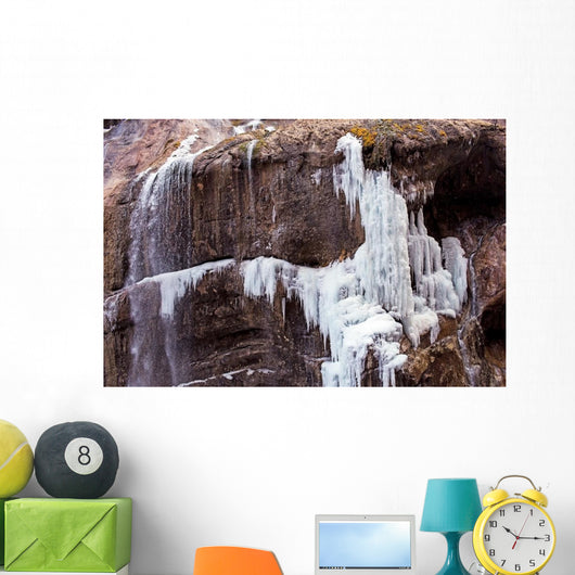 Frozen Chegem waterfalls in winter. Russia Wall Mural