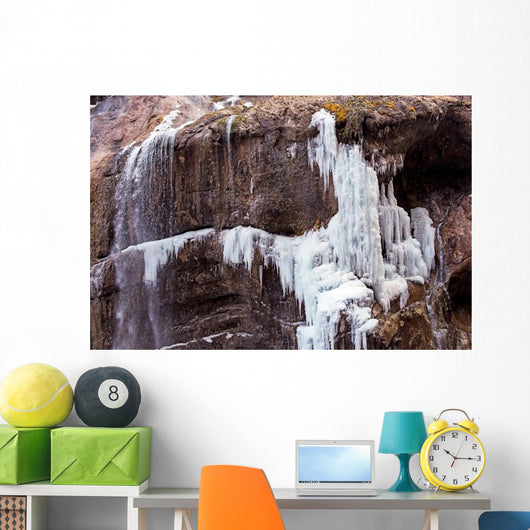 Frozen Chegem waterfalls in winter. Russia Wall Mural