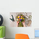 hands of florist making bouquet spring flowers Wall Mural