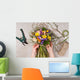 hands of florist making bouquet spring flowers Wall Mural