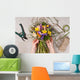 hands of florist making bouquet spring flowers Wall Mural