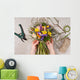 hands of florist making bouquet spring flowers Wall Mural