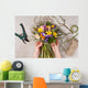 hands of florist making bouquet spring flowers Wall Mural