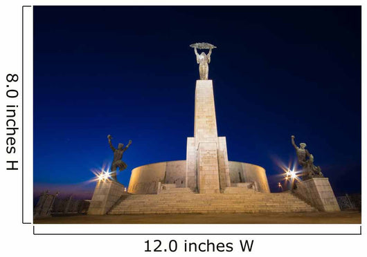 Freedom monument in Budapest at night, memorial statue Wall Mural