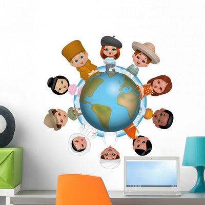 Children Around The World Wall Decal shown on a wall