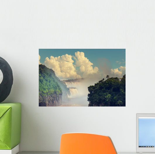 Cloudy Iguazu Waterfall Wall Mural