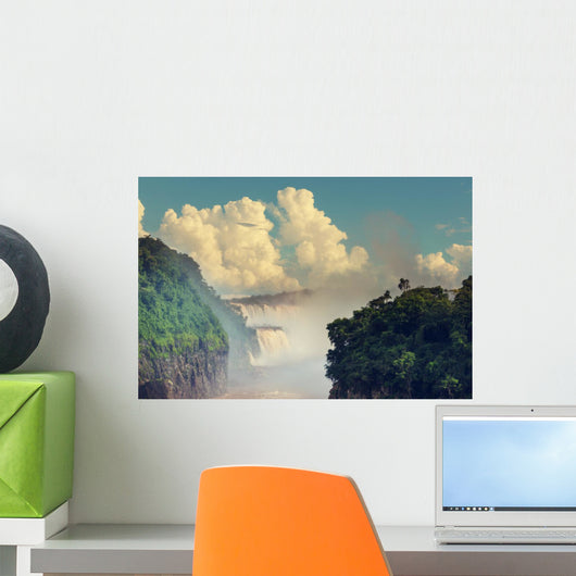 Cloudy Iguazu Waterfall Wall Mural