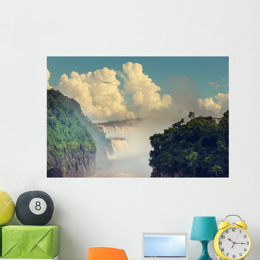 Cloudy Iguazu Waterfall Wall Mural