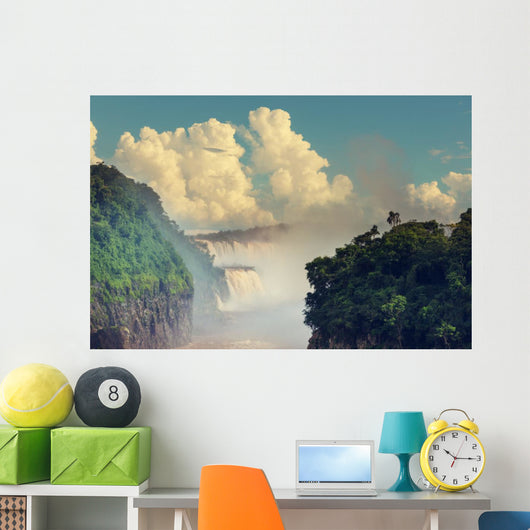 Cloudy Iguazu Waterfall Wall Mural