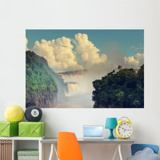 Cloudy Iguazu Waterfall Wall Mural