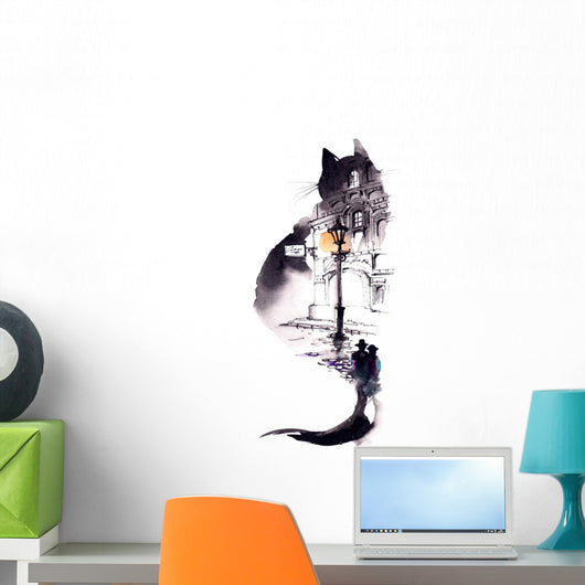 City Night Cat Wall Decal