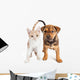 Puppy and Kitten Standing Together Wall Decal