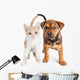 Puppy and Kitten Standing Together Wall Decal