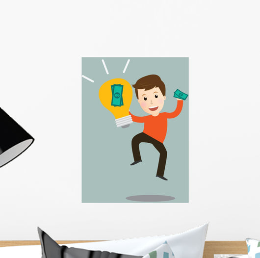 Vector of man make money from idea.concept Wall Mural