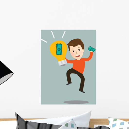 Vector of man make money from idea.concept Wall Mural