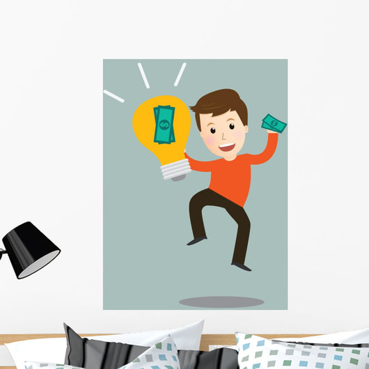 Vector of man make money from idea.concept Wall Mural
