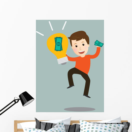 Vector of man make money from idea.concept Wall Mural