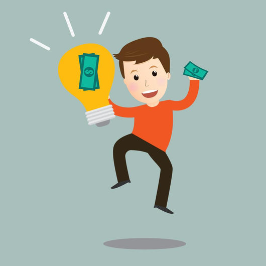 Vector Of Man Make Money From Idea. Concept Wall Decal